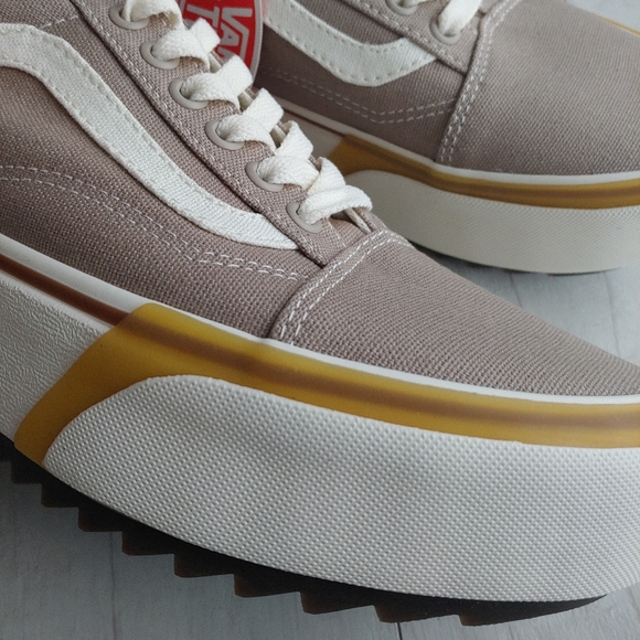 VANS NEW Old Skool Stacked Platform Shoes Cobblestone - Picture 6 of 13